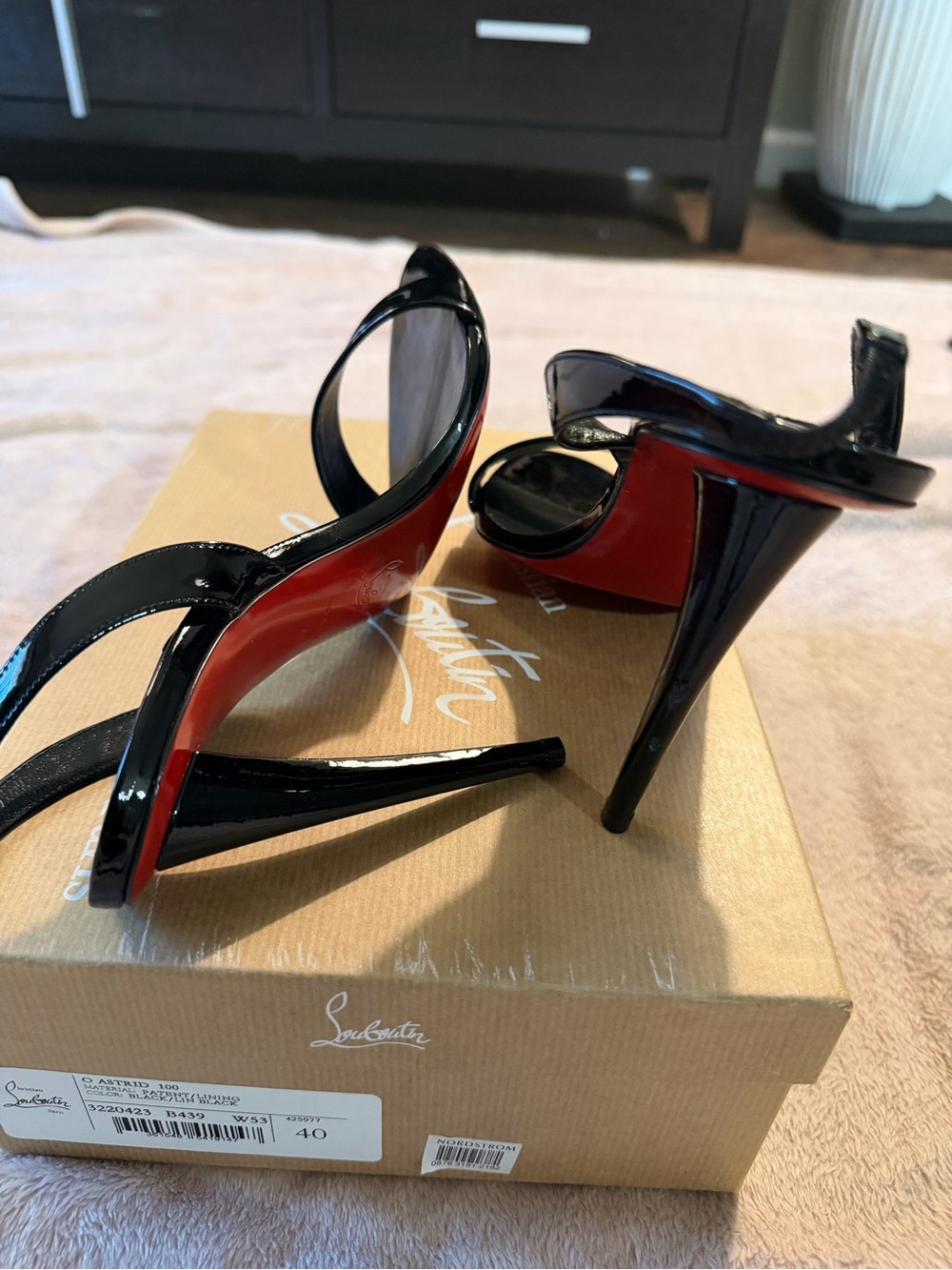 Christian Louboutin Black Patent Slingback Stiletto Sandals - Picture 3 of 8